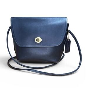 Vintage 1994 Coach Black Leather Quincy Shoulder Bag Authentic Made In USA